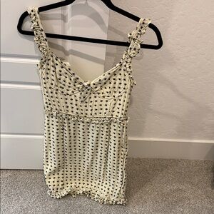 For love and lemons Cream and Black polka dot heart mini dress size medium